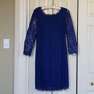 Adrianna Papell Prussian Blue Lace Dress